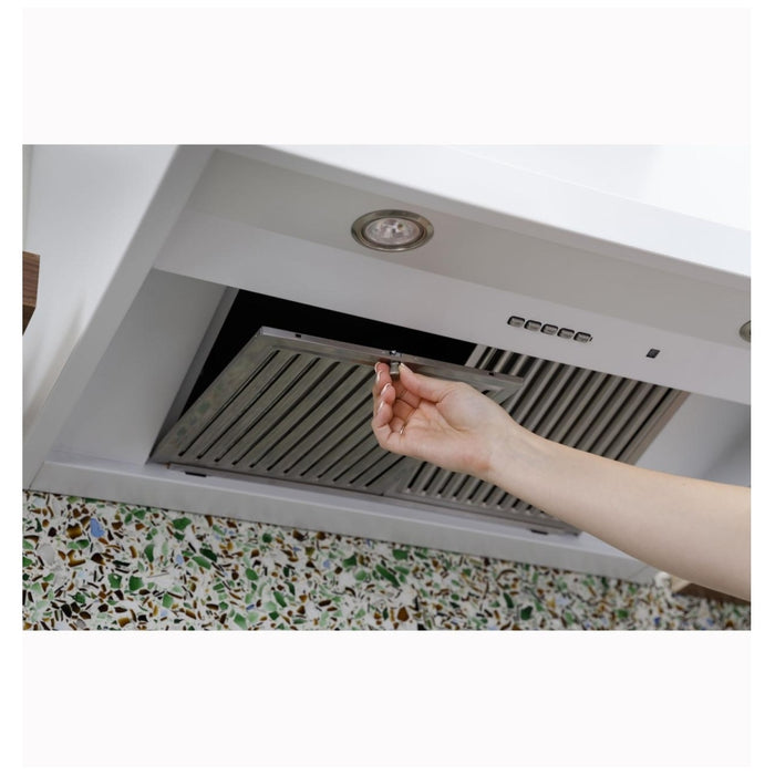 Cafe CVW93643PDS Range Hood, 36 inch Exterior Width, 4, 600 CFM, LED, 4, Matte Black colour Removable Filter, Built-In WiFi