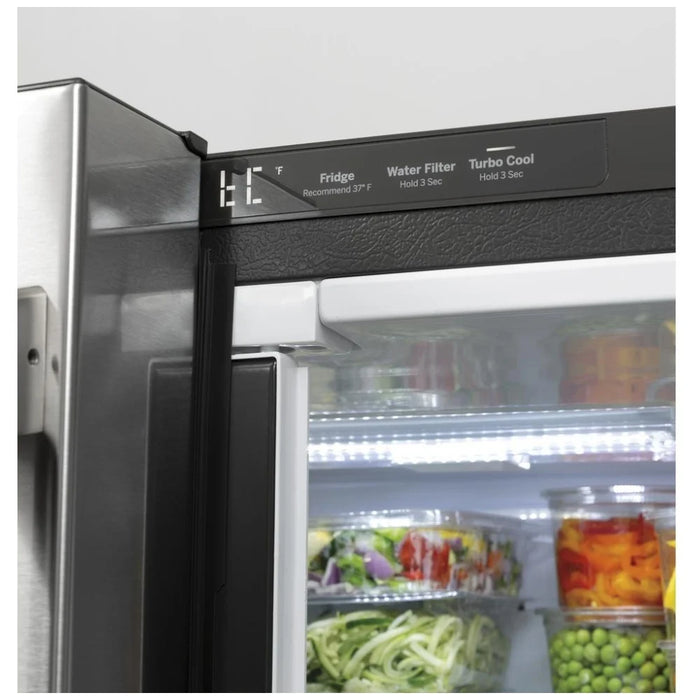 Cafe CWE19SP2NS1 French Door Refrigerator, 33 inch Width, ENERGY STAR Certified, 18.6 cu. ft. Capacity, Counter Depth, Water Dispenser (Interior), Ice Dispenser (Freezer Located), Stainless Steel colour Turbo Cool, Quick Space Shelves