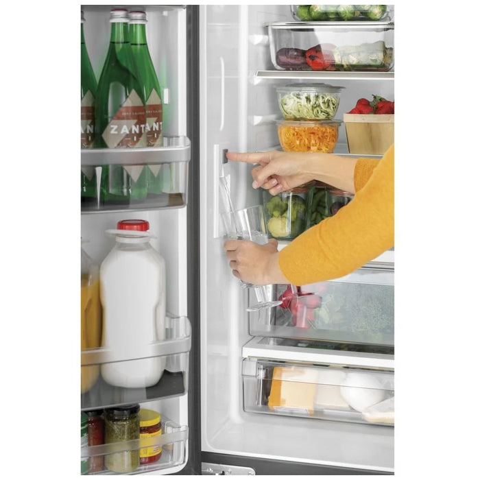 Cafe CWE19SP2NS1 French Door Refrigerator, 33 inch Width, ENERGY STAR Certified, 18.6 cu. ft. Capacity, Counter Depth, Water Dispenser (Interior), Ice Dispenser (Freezer Located), Stainless Steel colour Turbo Cool, Quick Space Shelves