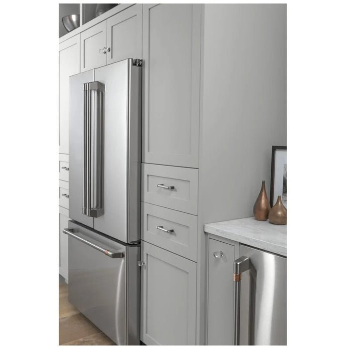 Cafe CWE23SP2MS1 French Door Refrigerator, 36 inch Width, ENERGY STAR Certified, 23.1 cu. ft. Capacity, Counter Depth, Water Dispenser (Interior), Ice Dispenser (Freezer Located), Stainless Steel colour TwinChill Evaporators