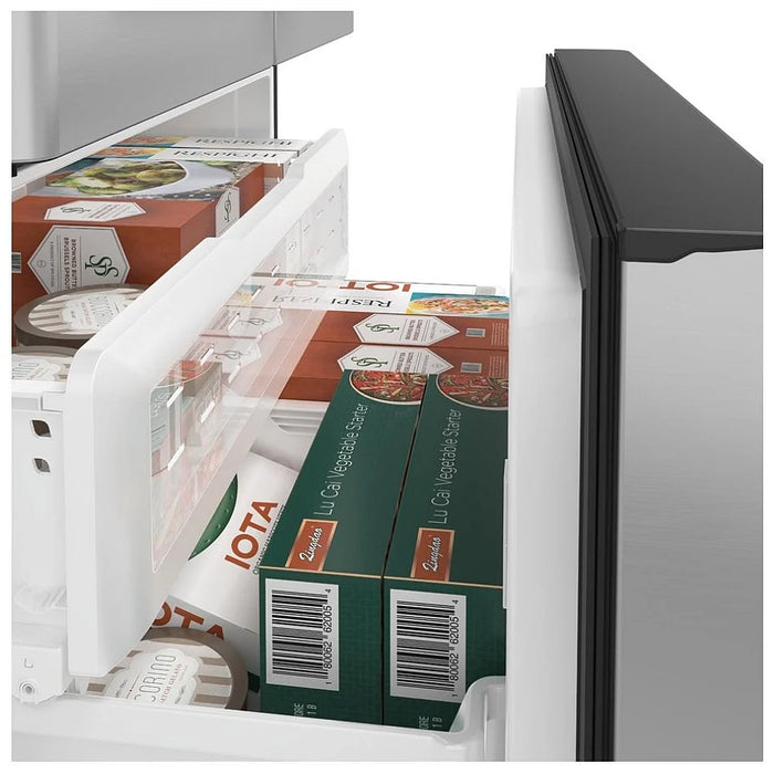 Cafe CWE23SP2MS1 French Door Refrigerator, 36 inch Width, ENERGY STAR Certified, 23.1 cu. ft. Capacity, Counter Depth, Water Dispenser (Interior), Ice Dispenser (Freezer Located), Stainless Steel colour TwinChill Evaporators