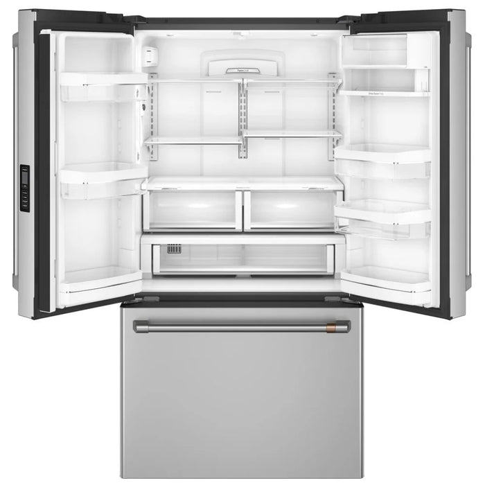Cafe CWE23SP2MS1 French Door Refrigerator, 36 inch Width, ENERGY STAR Certified, 23.1 cu. ft. Capacity, Counter Depth, Water Dispenser (Interior), Ice Dispenser (Freezer Located), Stainless Steel colour TwinChill Evaporators