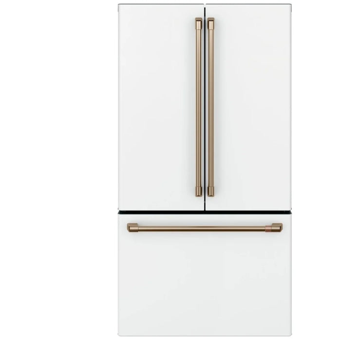 Cafe CWE23SP4MW2 French Door Refrigerator, 36 inch Width, ENERGY STAR Certified, 23.1 cu. ft. Capacity, Counter Depth, Water Dispenser (Interior), Ice Dispenser (Freezer Located), Matte White colour TwinChill Evaporators,FrostGuard