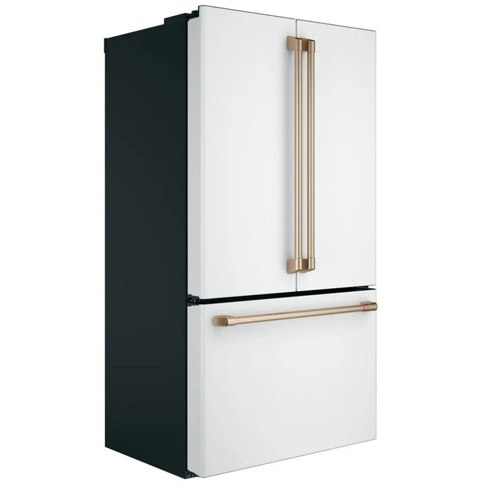 Cafe CWE23SP4MW2 French Door Refrigerator, 36 inch Width, ENERGY STAR Certified, 23.1 cu. ft. Capacity, Counter Depth, Water Dispenser (Interior), Ice Dispenser (Freezer Located), Matte White colour TwinChill Evaporators,FrostGuard