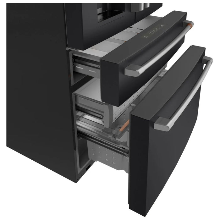 Cafe CXE22DP3PD1 Counter Depth French Door Refrigerator, 36 inch Width, ENERGY STAR Certified, 22.3 cu. ft. Capacity, Counter Depth, Water Dispenser (Exterior), Ice Dispenser (Thru Door), Matte Black colour