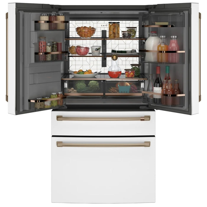 Cafe CXE22DP4PW2 Counter Depth French Door Refrigerator, 36 inch Width, ENERGY STAR Certified, 22.30 cu. ft. Capacity, Counter Depth, Water Dispenser (Exterior), Ice Dispenser (Thru Door), Matte White colour