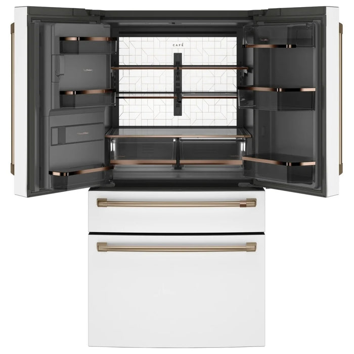 Cafe CXE22DP4PW2 Counter Depth French Door Refrigerator, 36 inch Width, ENERGY STAR Certified, 22.30 cu. ft. Capacity, Counter Depth, Water Dispenser (Exterior), Ice Dispenser (Thru Door), Matte White colour