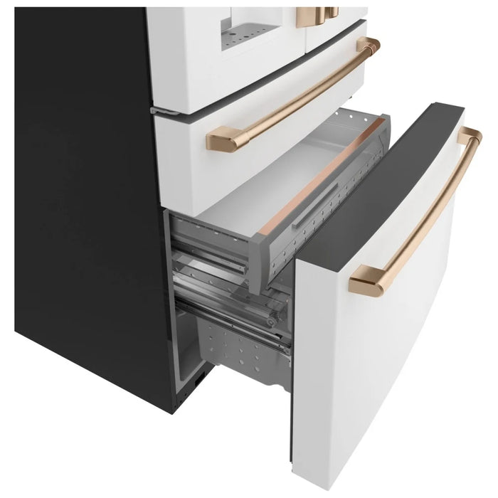 Cafe CXE22DP4PW2 Counter Depth French Door Refrigerator, 36 inch Width, ENERGY STAR Certified, 22.30 cu. ft. Capacity, Counter Depth, Water Dispenser (Exterior), Ice Dispenser (Thru Door), Matte White colour