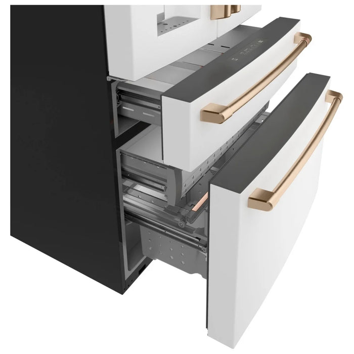 Cafe CXE22DP4PW2 Counter Depth French Door Refrigerator, 36 inch Width, ENERGY STAR Certified, 22.30 cu. ft. Capacity, Counter Depth, Water Dispenser (Exterior), Ice Dispenser (Thru Door), Matte White colour