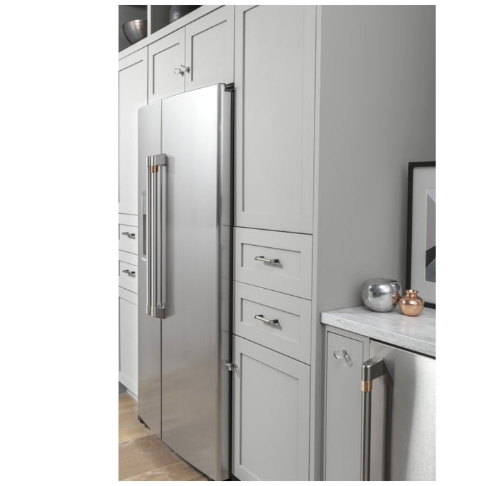 Cafe CZS22MP2NS1 Side by Side Refrigerator, 36 inch Width, Counter Depth, Ice Dispenser (Thru Door), Water Dispenser (Exterior), 21.9 cu. ft. Capacity, Stainless Steel colour FrostGuard, Quick Space Shelves