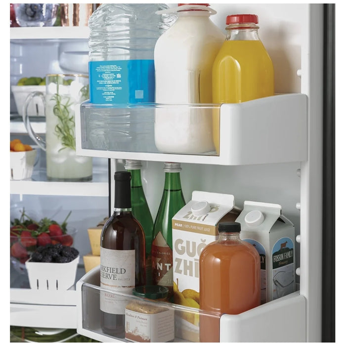 Cafe CZS22MP2NS1 Side by Side Refrigerator, 36 inch Width, Counter Depth, Ice Dispenser (Thru Door), Water Dispenser (Exterior), 21.9 cu. ft. Capacity, Stainless Steel colour FrostGuard, Quick Space Shelves