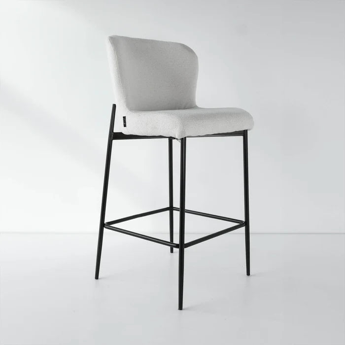 Ashby White Boucle Stool - DC105B, a stylish and modern seating solution with a soft textured finish.