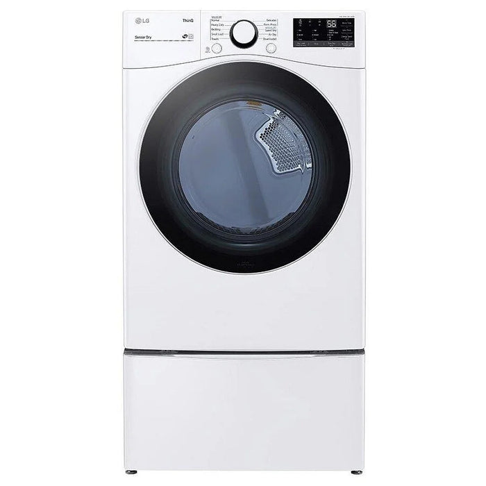LG DLE3600W Electric Dryer, 27 inch Width, 7.4 cu. ft. Capacity, 5 Temperature Settings, Stackable, Steel Drum, Wifi Enabled, White
