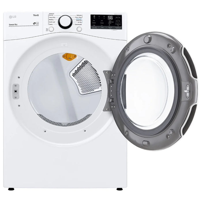 LG DLE3600W Electric Dryer, 27 inch Width, 7.4 cu. ft. Capacity, 5 Temperature Settings, Stackable, Steel Drum, Wifi Enabled, White