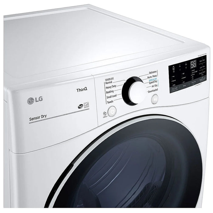 LG DLE3600W Electric Dryer, 27 inch Width, 7.4 cu. ft. Capacity, 5 Temperature Settings, Stackable, Steel Drum, Wifi Enabled, White