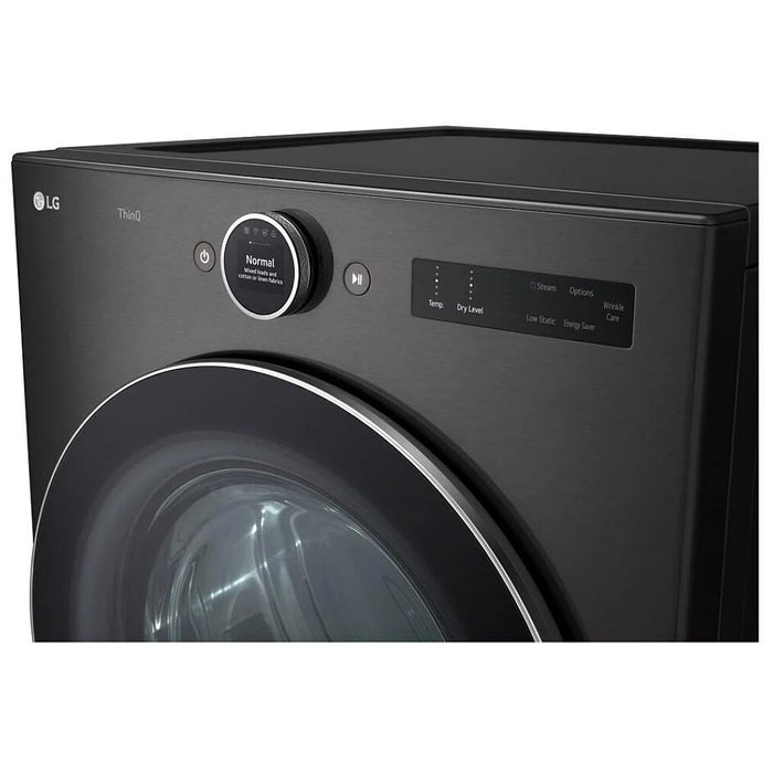 LG DLEX6700B Electric Dryer, 27 inch Width, 7.4 cu. ft. Capacity, Steam Clean, 5 Temperature Settings, Stackable, Wifi Enabled, Black Stainless