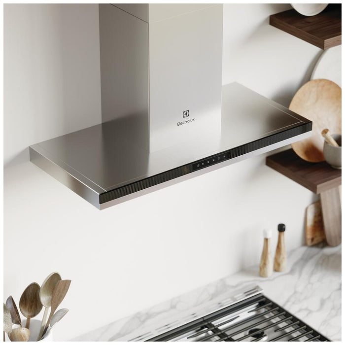 Electrolux ECVW3662AS Range Hood, 36 inch Exterior Width, Chimney, Wall Mounted, 412 CFM, Inside / Recirculating, LED, Charcoal Filters, Stainless Steel colour