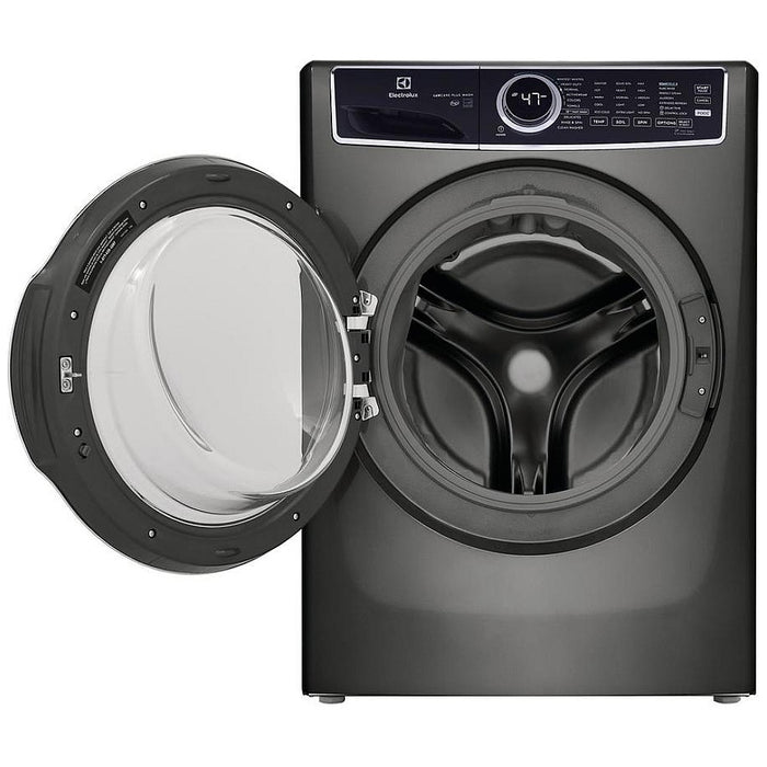 Electrolux ELFW7537AT front load washing machine in stainless steel finish.