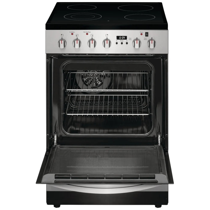 Frigidaire FCFE242CAS Electric Range, 24 inch Exterior Width, Convection, 4 Burners, 1.9 cu. ft. Capacity, Storage Drawer