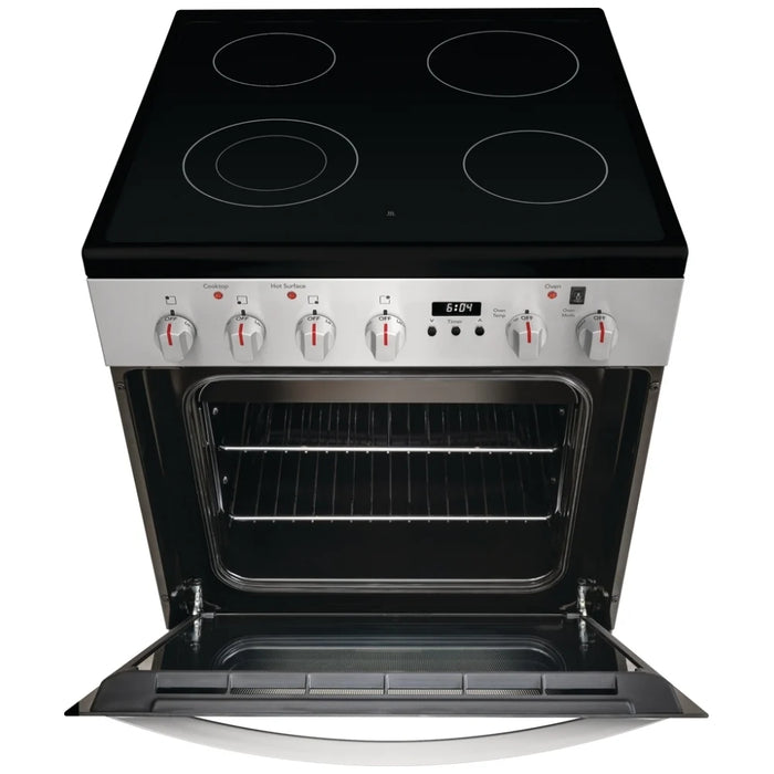 Frigidaire FCFE242CAS Electric Range, 24 inch Exterior Width, Convection, 4 Burners, 1.9 cu. ft. Capacity, Storage Drawer