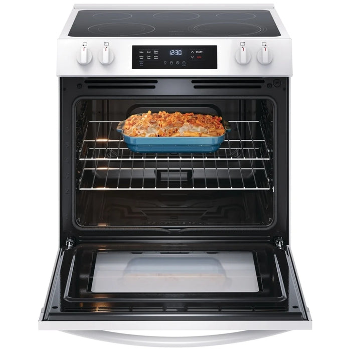 Frigidaire FCFE306CAW Electric Range, 30 inch Exterior Width, 5 Burners, 5.0 cu. ft. Capacity, Storage Drawer