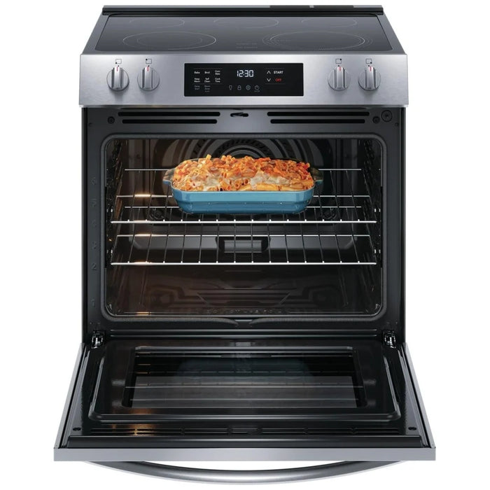 Frigidaire FCFE308CAS Electric Range, 30 inch Exterior Width, Self Clean, Convection, 5 Burners, 5.3 cu. ft. Capacity, Storage Drawer