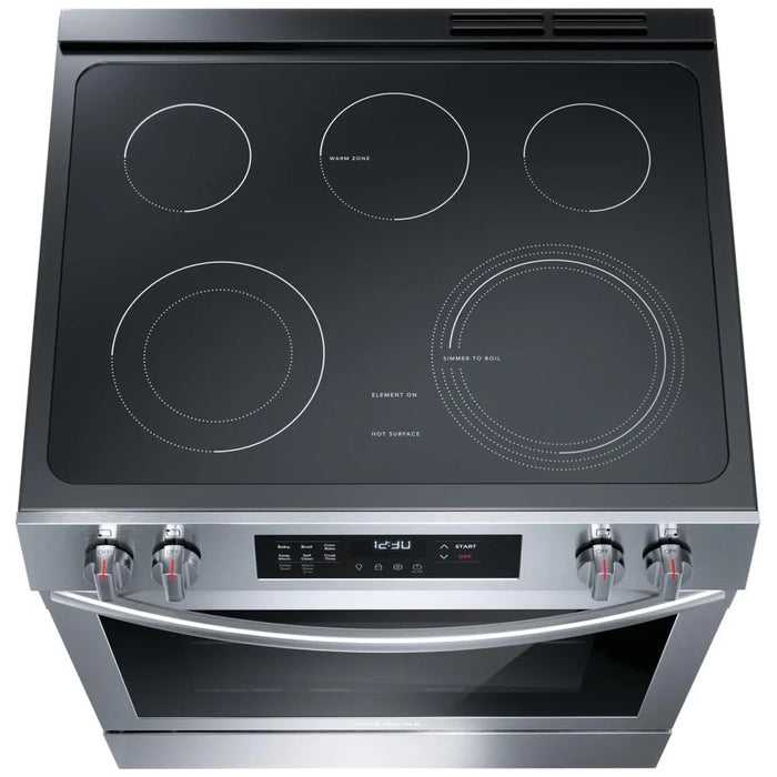 Frigidaire FCFE308CAS Electric Range, 30 inch Exterior Width, Self Clean, Convection, 5 Burners, 5.3 cu. ft. Capacity, Storage Drawer