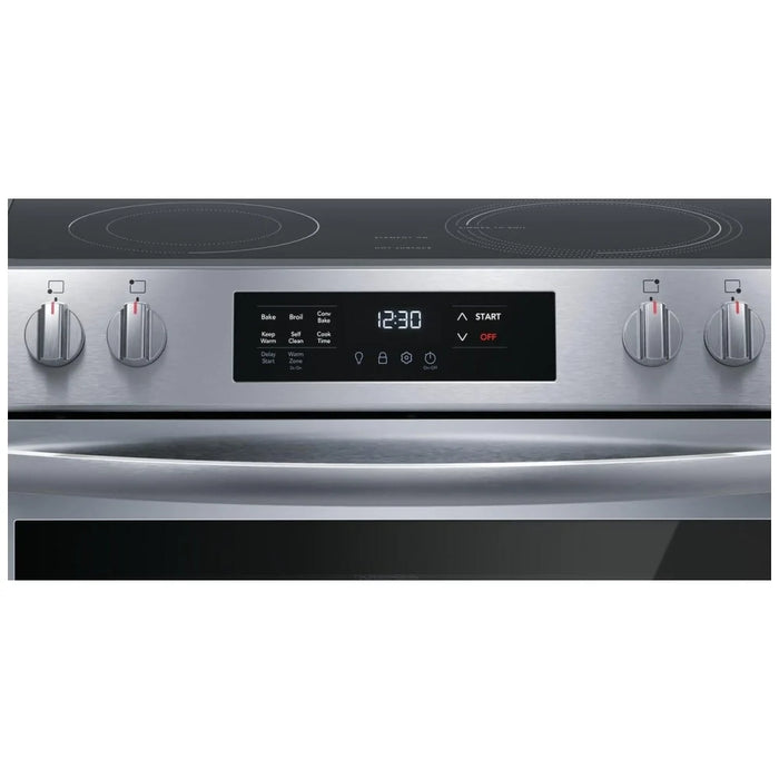 Frigidaire FCFE308CAS Electric Range, 30 inch Exterior Width, Self Clean, Convection, 5 Burners, 5.3 cu. ft. Capacity, Storage Drawer