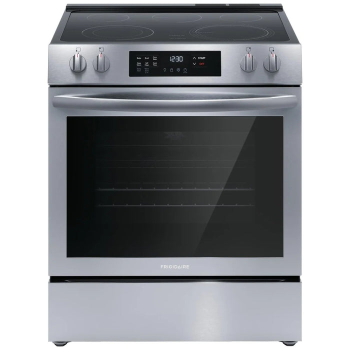 Frigidaire FCFE308CAS Electric Range, 30 inch Exterior Width, Self Clean, Convection, 5 Burners, 5.3 cu. ft. Capacity, Storage Drawer