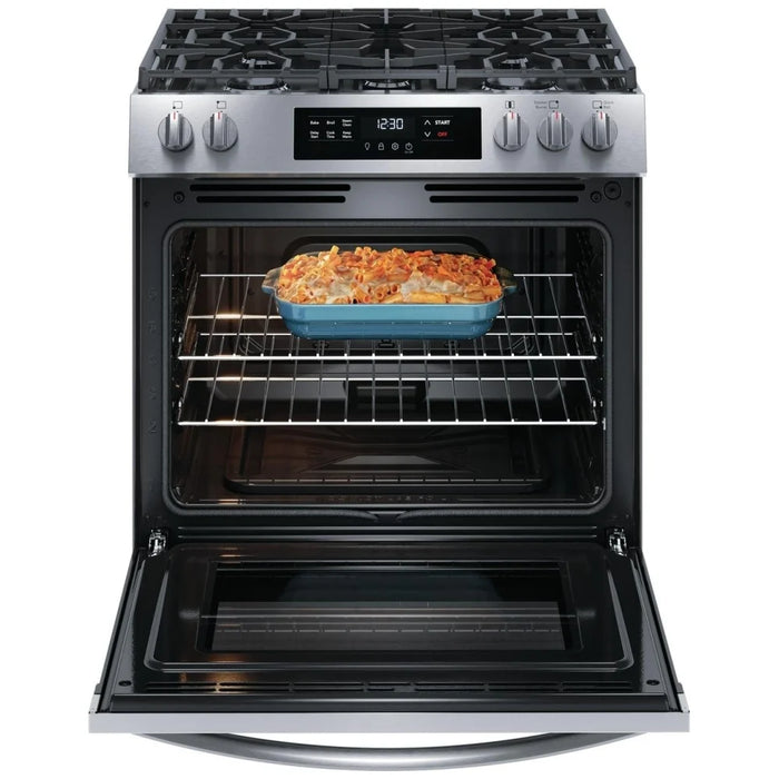 Frigidaire FCFG3062AS Gas Range, 30 inch Exterior Width, Self Clean, 5 Burners, 5.0 cu. ft. Capacity, Storage Drawer, 1 Ovens, Stainless Steel colour
