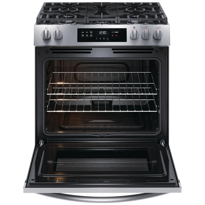 Frigidaire FCFG3062AS Gas Range, 30 inch Exterior Width, Self Clean, 5 Burners, 5.0 cu. ft. Capacity, Storage Drawer, 1 Ovens, Stainless Steel colour
