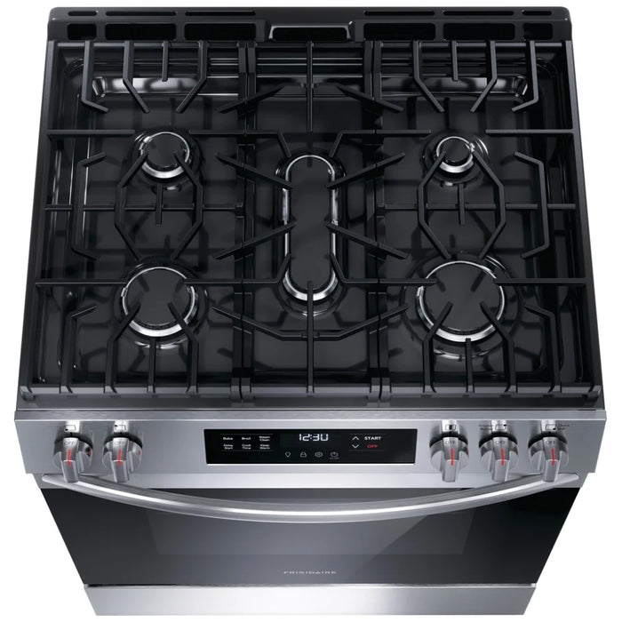 Frigidaire FCFG3062AS Gas Range, 30 inch Exterior Width, Self Clean, 5 Burners, 5.0 cu. ft. Capacity, Storage Drawer, 1 Ovens, Stainless Steel colour
