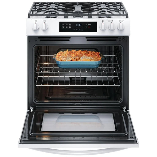 Frigidaire FCFG3062AW Gas Range, 30 inch Exterior Width, Self Clean, 5 Burners, 5.0 cu. ft. Capacity, Storage Drawer, 1 Ovens, White colour
