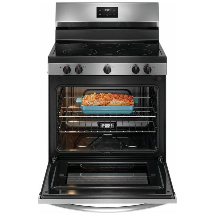 Frigidaire FCRE305CBS Electric Range, 30 inch Exterior Width, 5 Burners, 5.3 cu. ft. Capacity, Storage Drawer