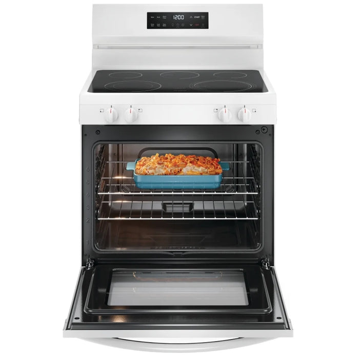 Frigidaire FCRE306CAW Electric Range, 30 inch Exterior Width, 5 Burners, 5.3 cu. ft. Capacity, Storage Drawer