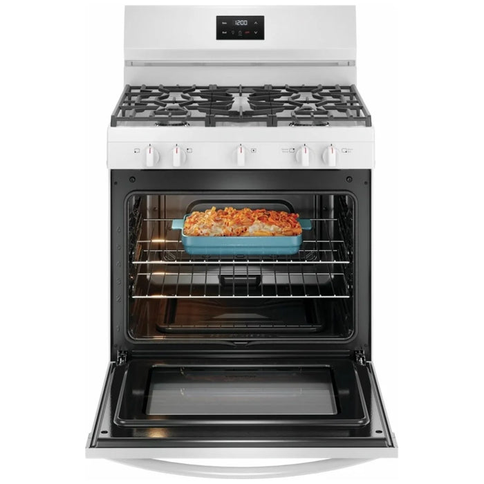 Frigidaire FCRG3052BW Gas Range, 30 inch Exterior Width, 5 Burners, 5.1 cu. ft. Capacity, Storage Drawer