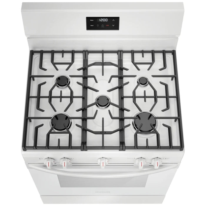 Frigidaire FCRG3052BW Gas Range, 30 inch Exterior Width, 5 Burners, 5.1 cu. ft. Capacity, Storage Drawer