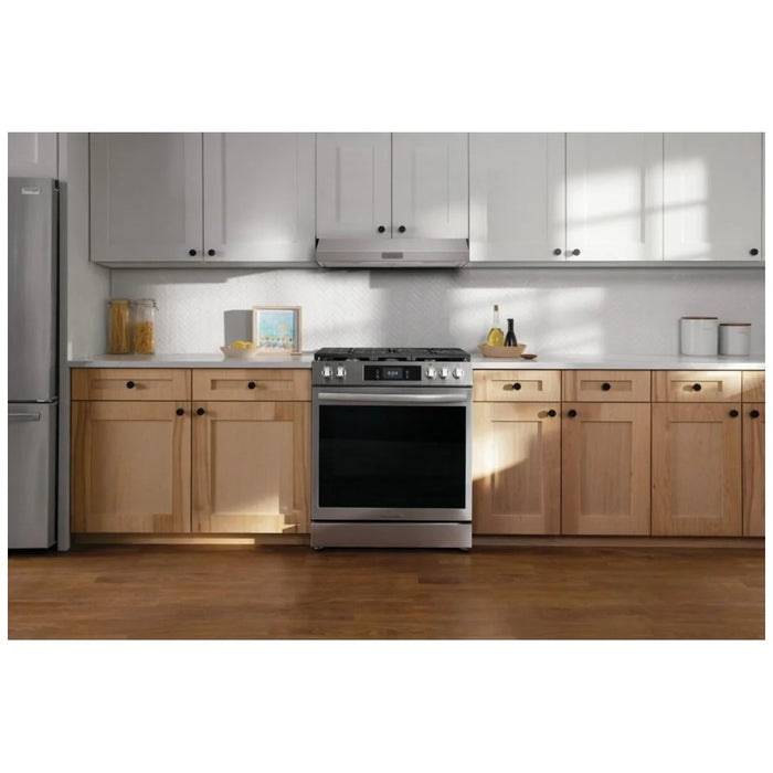 Frigidaire FCVW3052AS Range Hood, 30 inch Exterior Width, Under-Cabinet, 2, 220 CFM, 2.7, LED, Dishwasher Safe Filters, 2, Stainless Steel colour