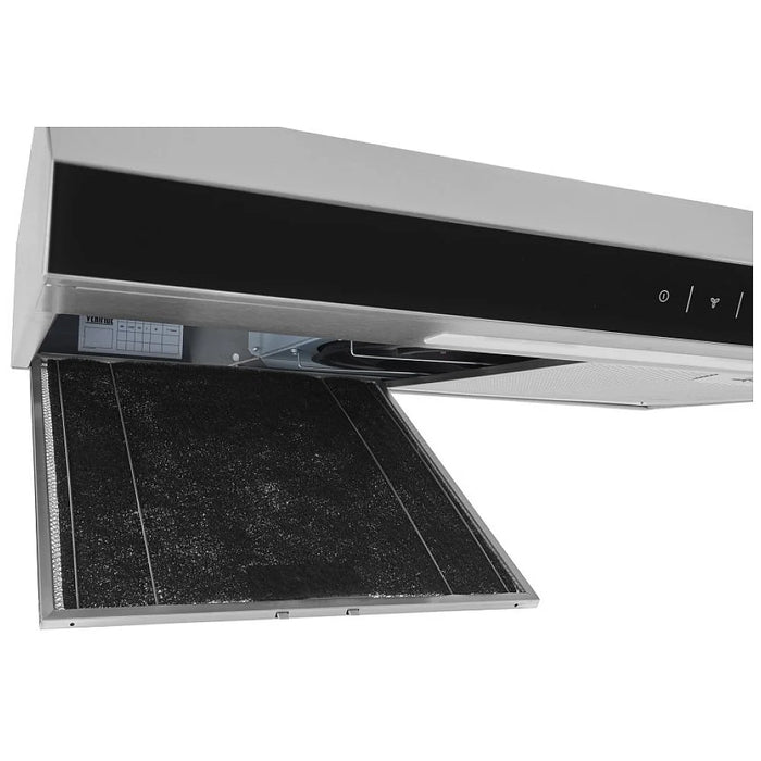 Frigidaire FCVW3062AS Range Hood, 30 inch Exterior Width, Under-Cabinet, Under-Cabinet, 330 CFM, 10.1, LED, Dishwasher Safe Filters, Aluminum Mesh & Charcoal Filters, Stainless Steel colour