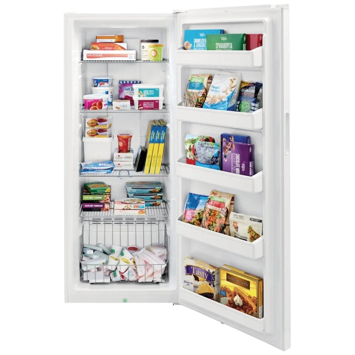 Frigidaire FFFU13F2VW Upright Freezer, 13 cu. ft. Capacity, Frost Free, Reversible Door, Interior Light (Freezer), White colour Garage Ready