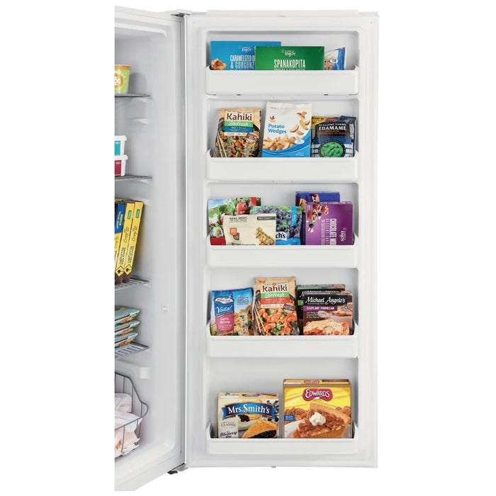Frigidaire FFFU13F2VW Upright Freezer, 13 cu. ft. Capacity, Frost Free, Reversible Door, Interior Light (Freezer), White colour Garage Ready