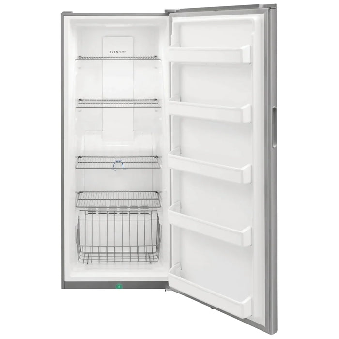 Frigidaire FFFU16F2VV Upright Freezer, 16 cu. ft. Capacity, Automatic, Reversible Door, Interior Light (Freezer), Stainless Steel colour Garage Ready, Frost Free