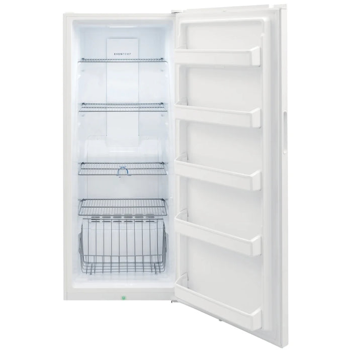 Frigidaire FFFU16F2VW Upright Freezer, 15.5 cu. ft. Capacity, Frost Free, Reversible Door, Interior Light (Freezer), White colour Garage Ready