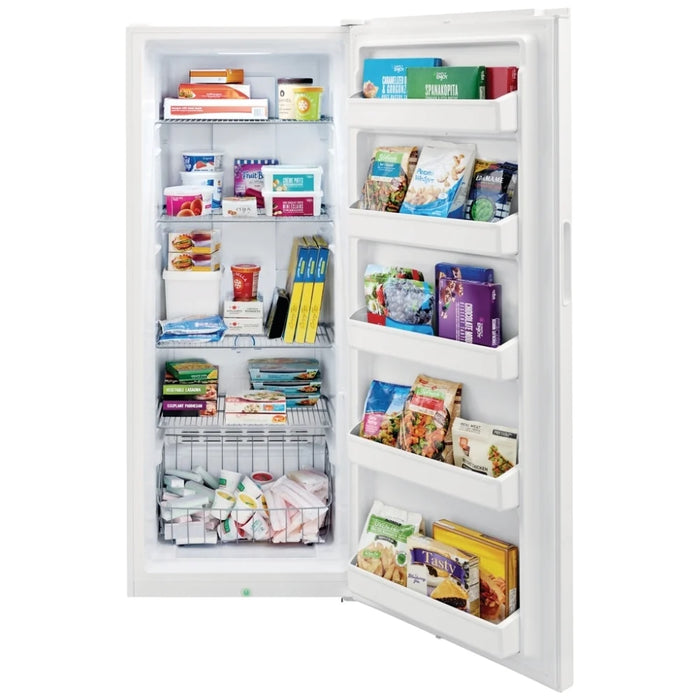 Frigidaire FFFU16F2VW Upright Freezer, 15.5 cu. ft. Capacity, Frost Free, Reversible Door, Interior Light (Freezer), White colour Garage Ready