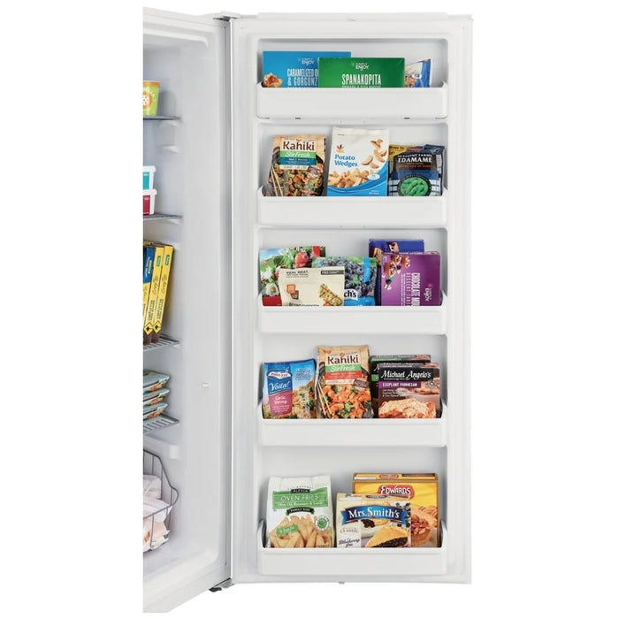 Frigidaire FFFU16F2VW Upright Freezer, 15.5 cu. ft. Capacity, Frost Free, Reversible Door, Interior Light (Freezer), White colour Garage Ready