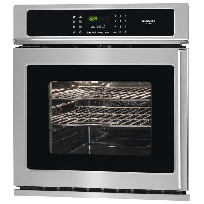 Frigidaire Gallery FGEW276SPF Single Wall Oven, 27 inch Exterior Width, Convection, Self Clean, 3.8 cu. ft. Capacity, Temperature Probe, Stainless Steel colour True European Convection