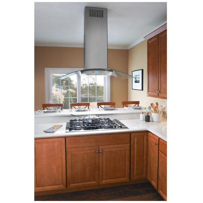 Frigidaire FHPC4260LS Range Hood, 42 inch Exterior Width, Chimney, Island, 400 CFM, Accepts Both, Halogen , Dishwasher Safe Filters, 3, Stainless Steel colour Blower Included