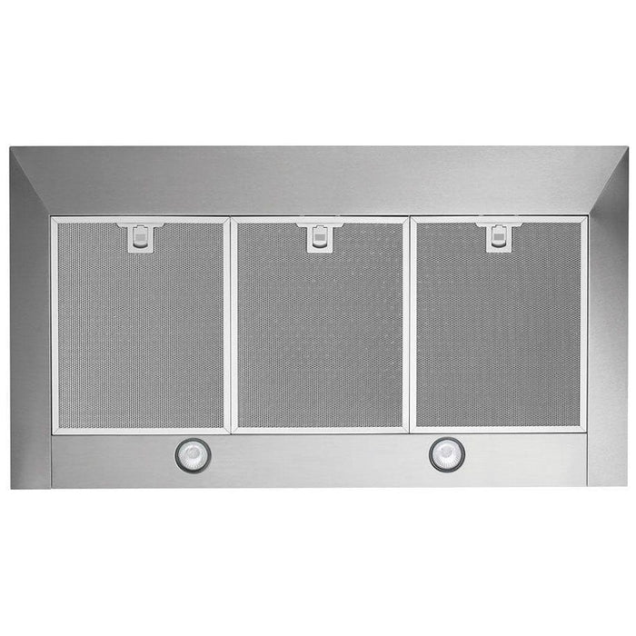 Frigidaire FHWC3655LS Range Hood, 36 inch Exterior Width, Chimney, Wall Mounted, 400 CFM, Accepts Both, Halogen , Dishwasher Safe Filters, 3, Stainless Steel colour Blower Included