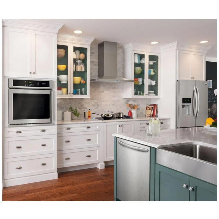 Frigidaire FHWC3655LS Range Hood, 36 inch Exterior Width, Chimney, Wall Mounted, 400 CFM, Accepts Both, Halogen , Dishwasher Safe Filters, 3, Stainless Steel colour Blower Included