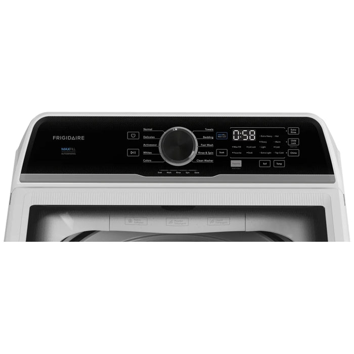 Frigidaire FLVW7523BW Top Load Washer, ENERGY STAR Certified, 5.1 cu. ft. Washer Capacity, 10 Wash Cycles, 5 Temperature Settings, 710 RPM Washer Spin Speed, Agitator, White colour No Delay Start Function